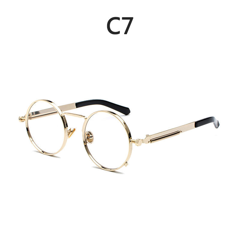Ladies Round Metal Sunglasses with Mirrored Lenses