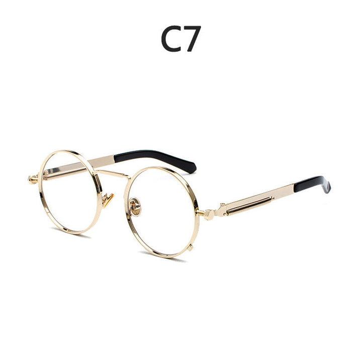 Ladies Round Metal Sunglasses with Mirrored Lenses