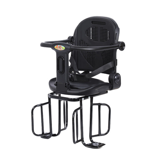 rear-mounted toddler bicycle seat with padded ergonomic backrest adjustable footrests and secure harness