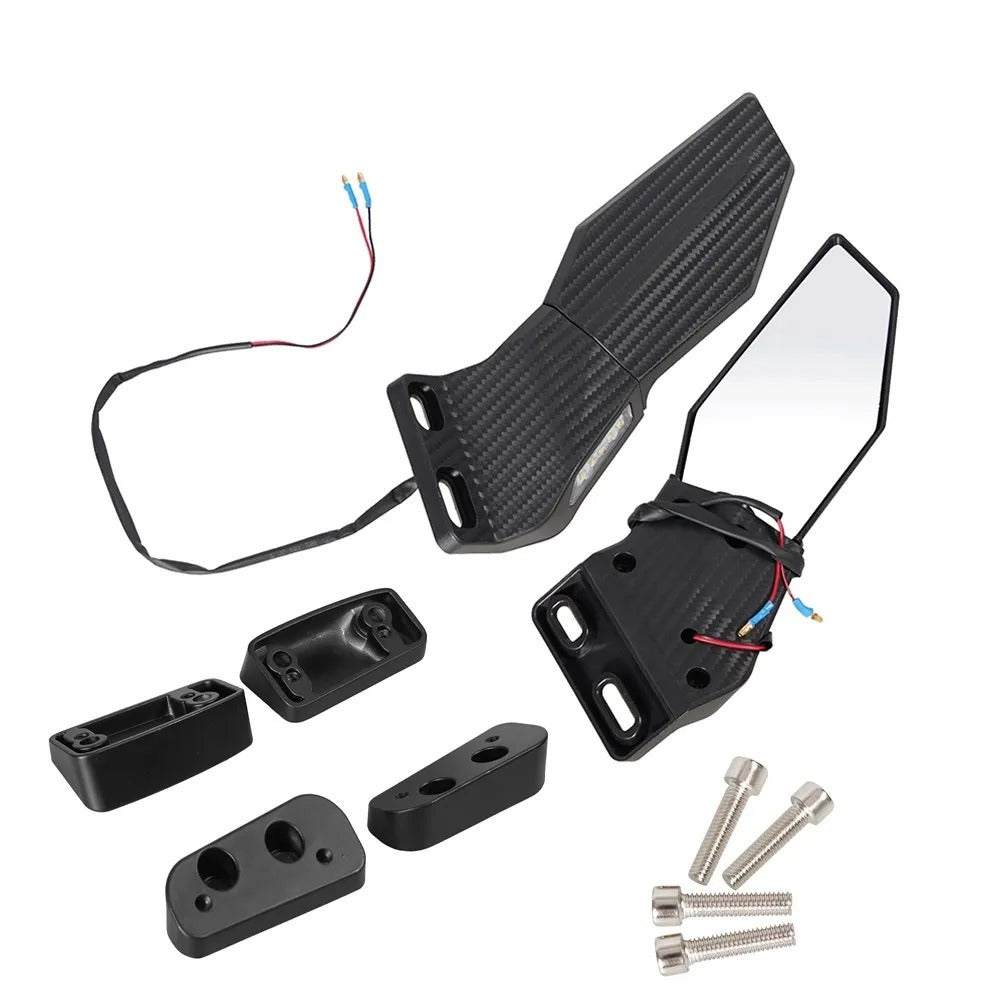 Motorcycle mirror set with integrated LED turn signal