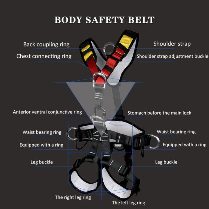 XINDA XDA9516 Outdoor Climbing Polyester High-Strength Rope Adjustable Descender Full-Body Safety Harness