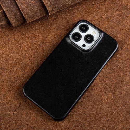 Oil Wax Genuine Leather Apple iPhone Case