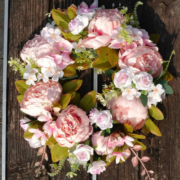 AutumnGlow Autumn Wreath - Artificial Wreath with Realistic Peonies for Outdoors