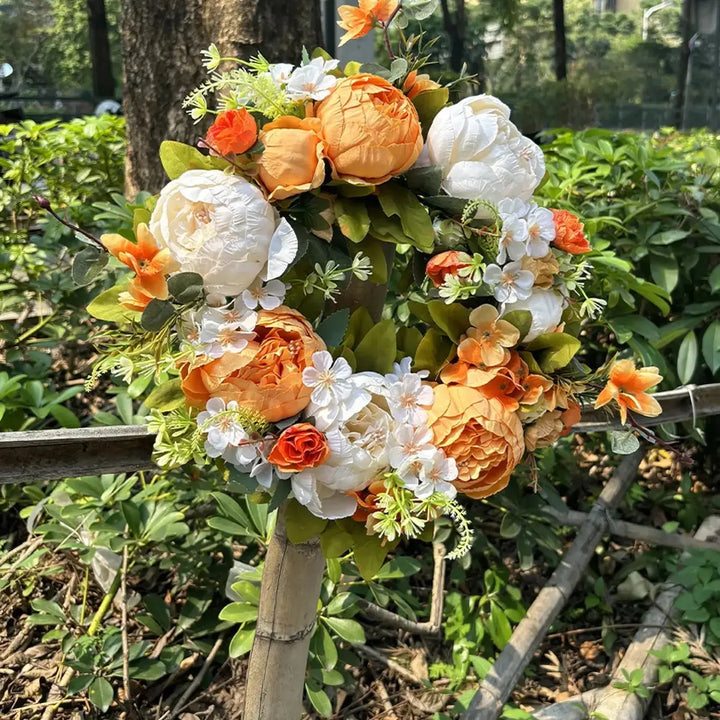 Artificial Wreath - AutumnBloom - Outdoor &amp; Peonies - Cozy Autumn Decoration