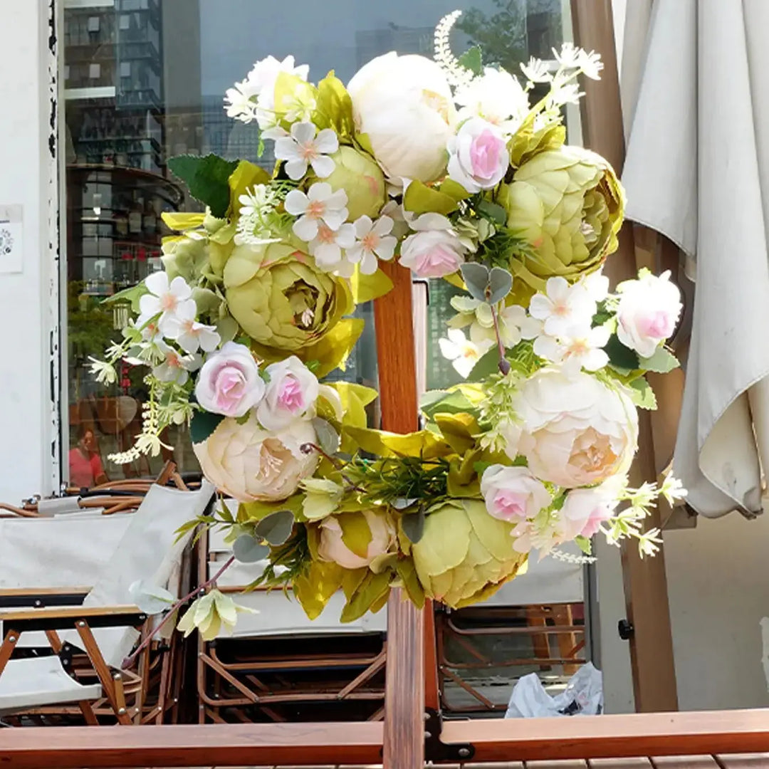 Artificial Wreath - AutumnBloom - Outdoor &amp; Peonies - Cozy Autumn Decoration