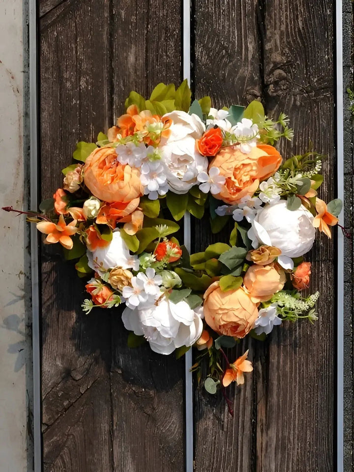 Artificial Wreath - AutumnBloom - Outdoor &amp; Peonies - Cozy Autumn Decoration