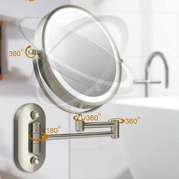 Magnified Rechargeable LED Makeup Mirror | Adjustable Brightness, up to 10x Magnification &amp; Portable for Flawless Makeup Application