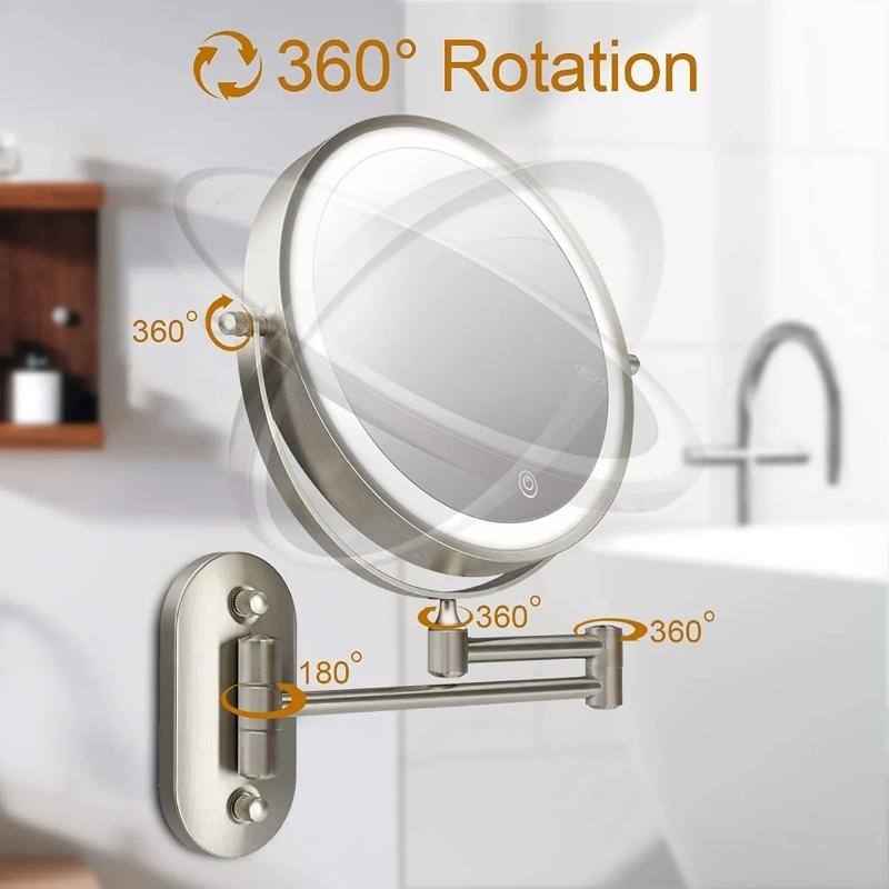LED cosmetic mirror with magnification &amp; USB battery |