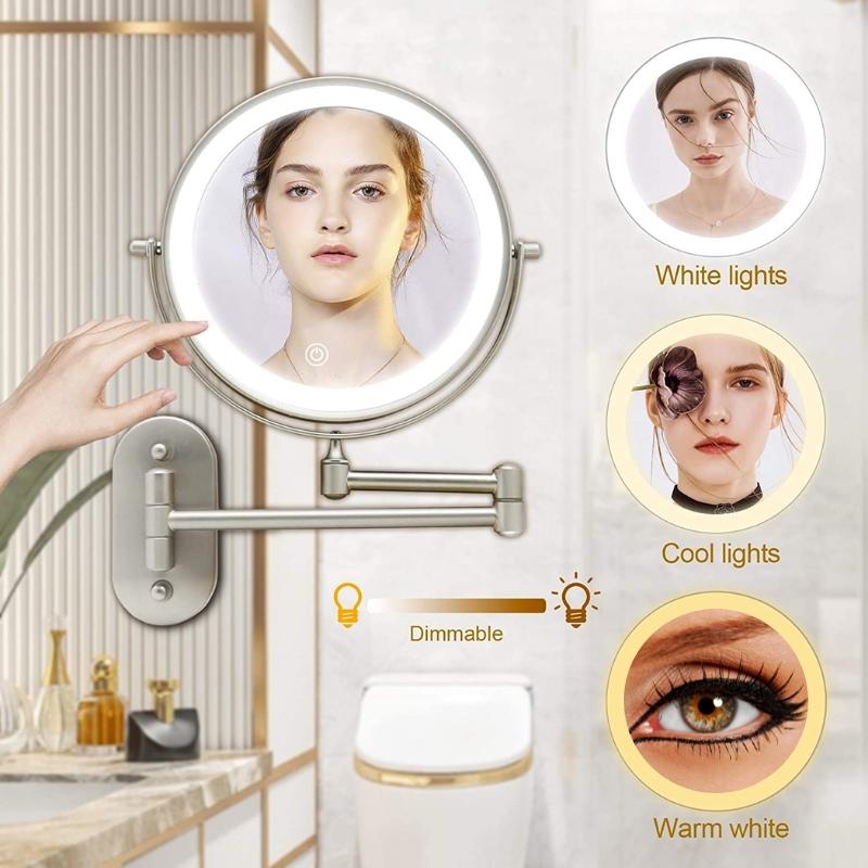 LED cosmetic mirror with magnification &amp; USB battery |