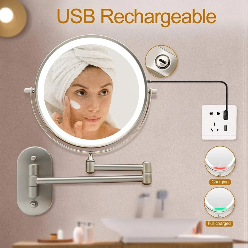 LED cosmetic mirror with magnification &amp; USB battery |