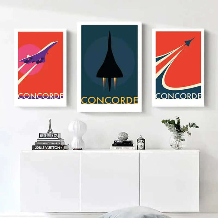 Retro Concorde Airplane Poster on Canvas