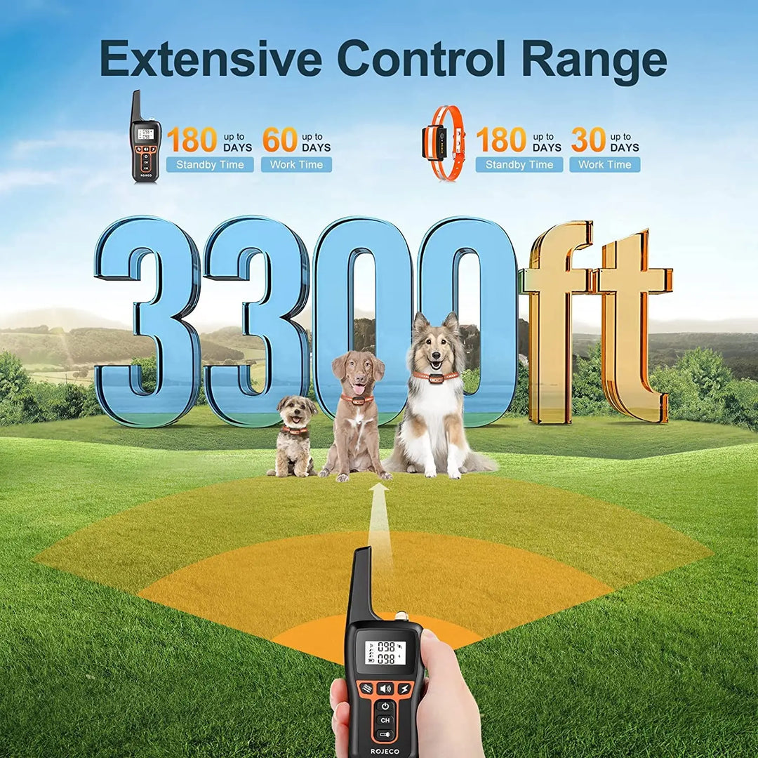 Remote-Controlled Dog Training Collar | Rechargeable, Waterproof &amp; 1000m Range for Effective Dog Training
