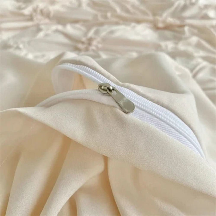 Elegant Ruffle Flower Duvet Cover Set Made of Microfiber