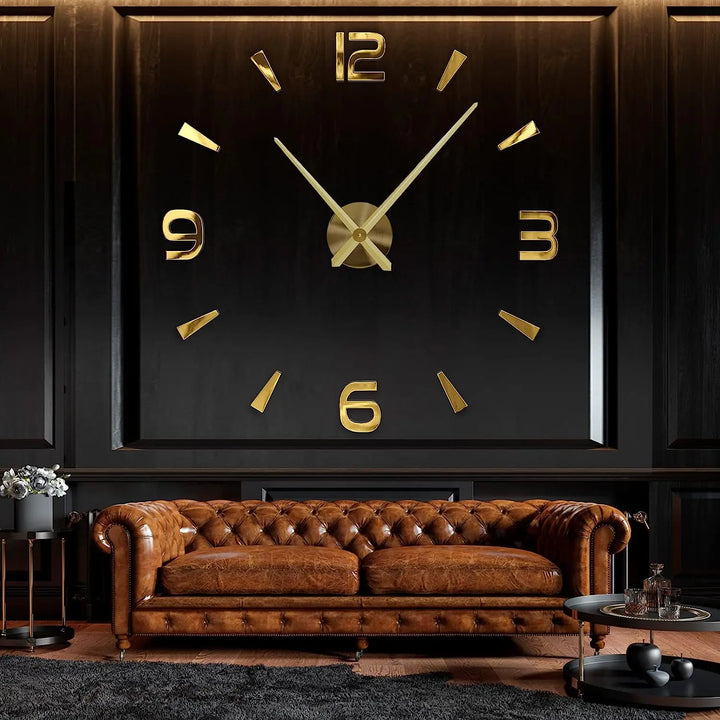 Big Wall Clock DIY 3D Self Adhesive Mirrored Acrylic Wall Clock For Kitchen Dining Room Living Room Creative Home Decor |
