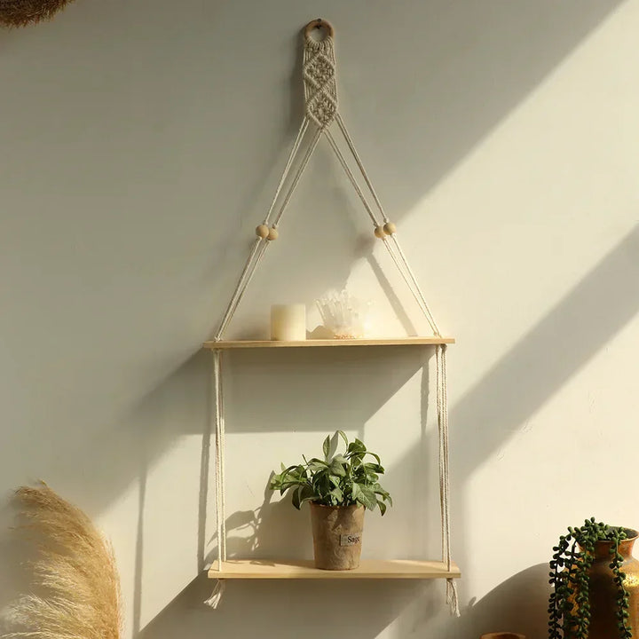 Wall shelf – Wood – Hanging shelves – Boho home decoration – Room decoration