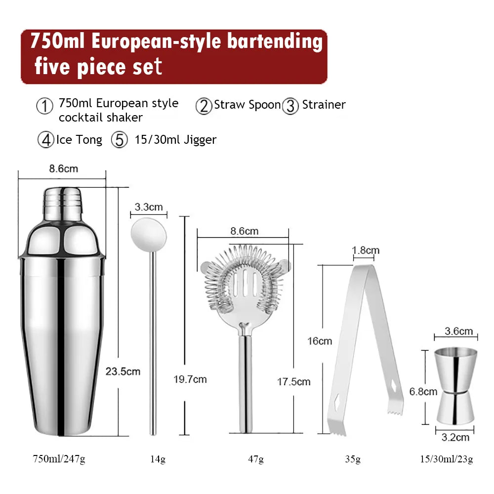 550 ml/750 ml Stainless Steel Cocktail Shaker Mixer Drink Bartender Set Bar Set Tools With Wine Rack Stand Tool for Birthday Gift