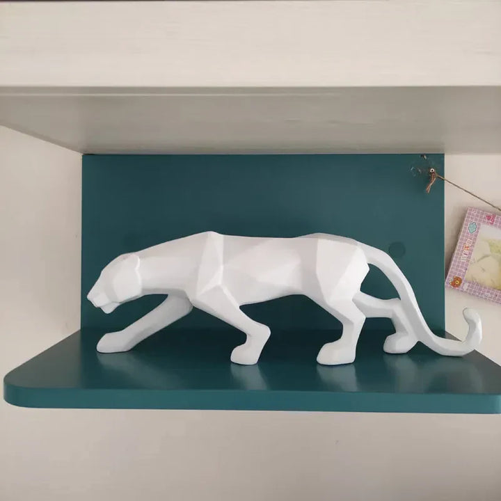 Panther Statue, Animal Figure, Abstract Geometric Style, Resin, Leopard Sculpture, Home Office, Desktop Decoration, Crafts