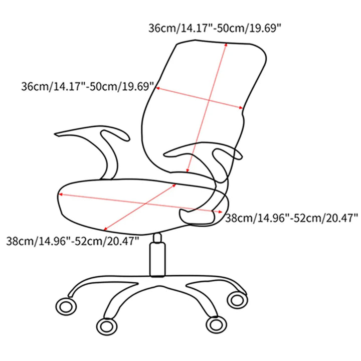 2-piece Split Office Rose Chair Covers