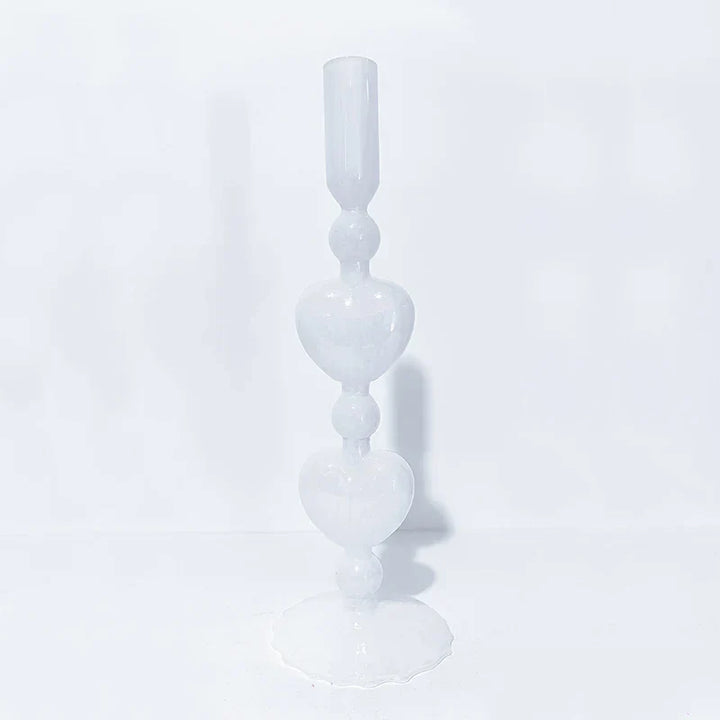 Retro Taper Candle Holder Red Heart Shape Glass Candle Holder Wedding Table Decoration Home Party Glass Vase Decor