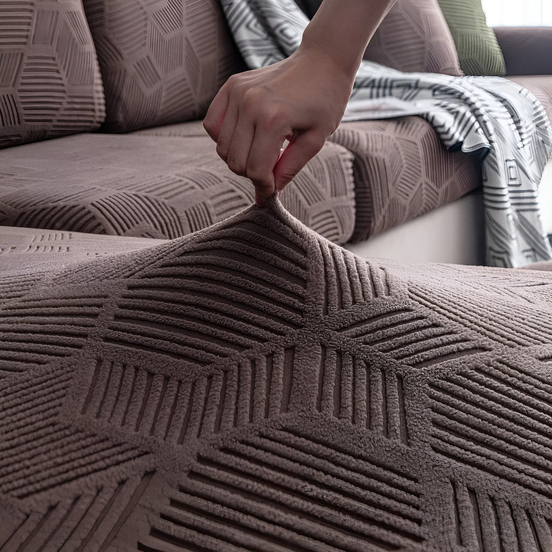 Jacquard Sofa Cover with Geometric Pattern – Soft &amp; Pet-Friendly | Perfect for Protection and Cozy Living Spaces |