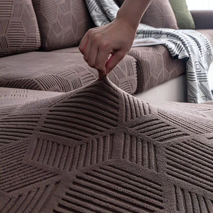 Jacquard Sofa Cover with Geometric Pattern – Soft &amp; Pet-Friendly | Perfect for Protection and Cozy Living Spaces |
