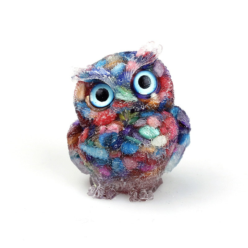 Natural Crystal Owl Figurine: Handmade Collector&