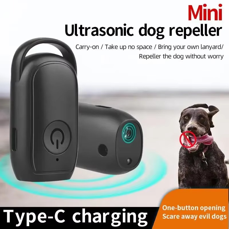 Ultrasonic Mini Dog Repeller and Anti-Barking Training Device with LED Light