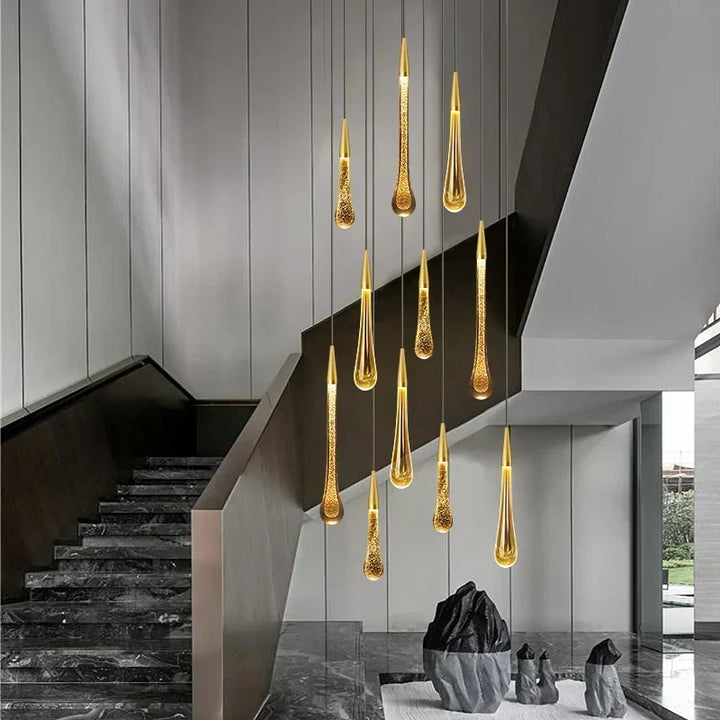 Crystal LED Pendant Lights: Perfect for Bedroom, Dining Room, Bar - Water Drop Chandelier, Stair Lamp for Interior Decoration
