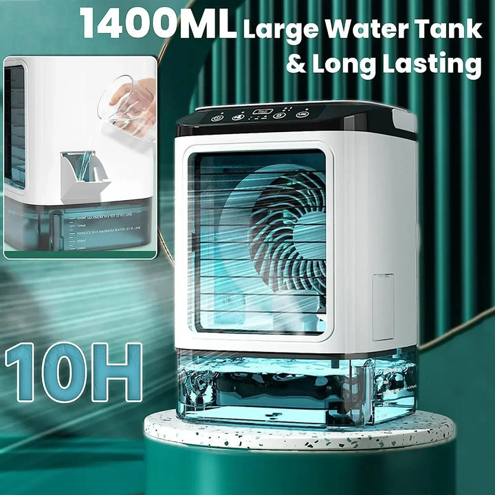 Air Conditioner Portable Fan Desktop Dual Spray Ultrasonic Atomization 3-Speed Mute Air Cooler Night Light Electric Fan for Home |