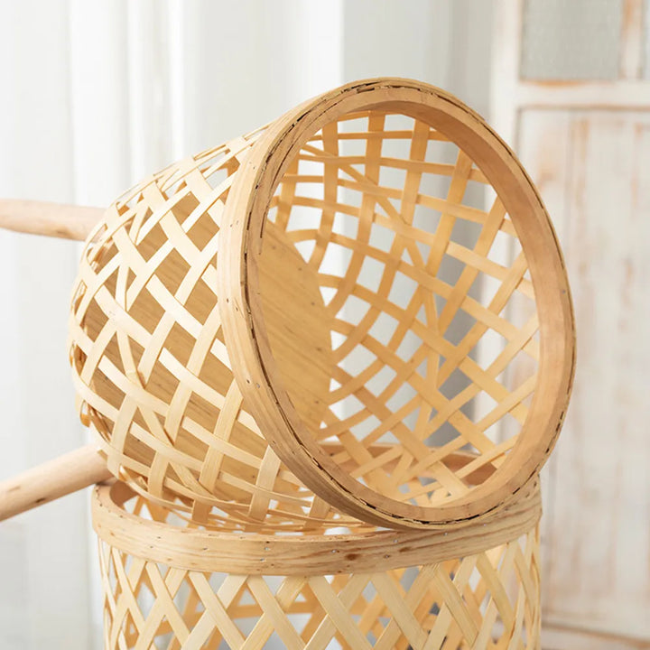 Handcrafted Bamboo Woven Flower Pot with Stand Plant Flower Display Storage Stand DIY Storage Children&