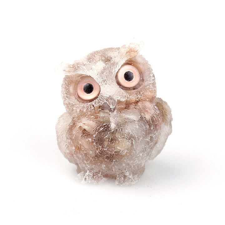 Natural Crystal Owl Figurine: Handmade Collector&