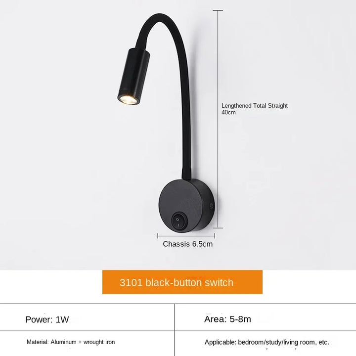 Versatile LED Wall Lamp: Modern, Flexible, Perfect for Reading in Bed