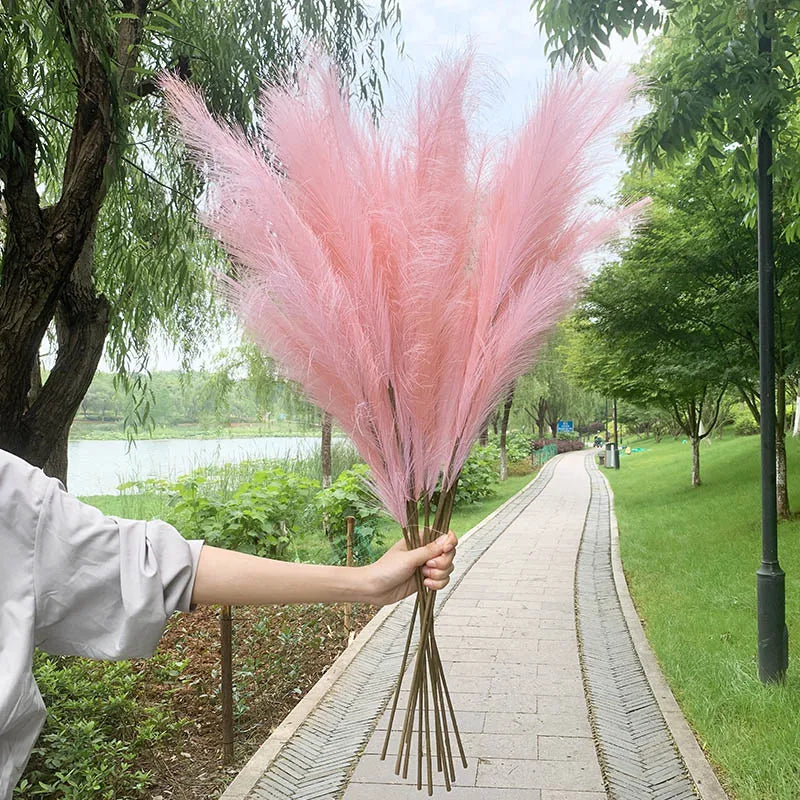 5 pieces 100 cm Artificial Pampas Grass Dried Flower Bouquet Wedding Party Decoration Home Room DIY Artificial Plants Decoration Supplies
