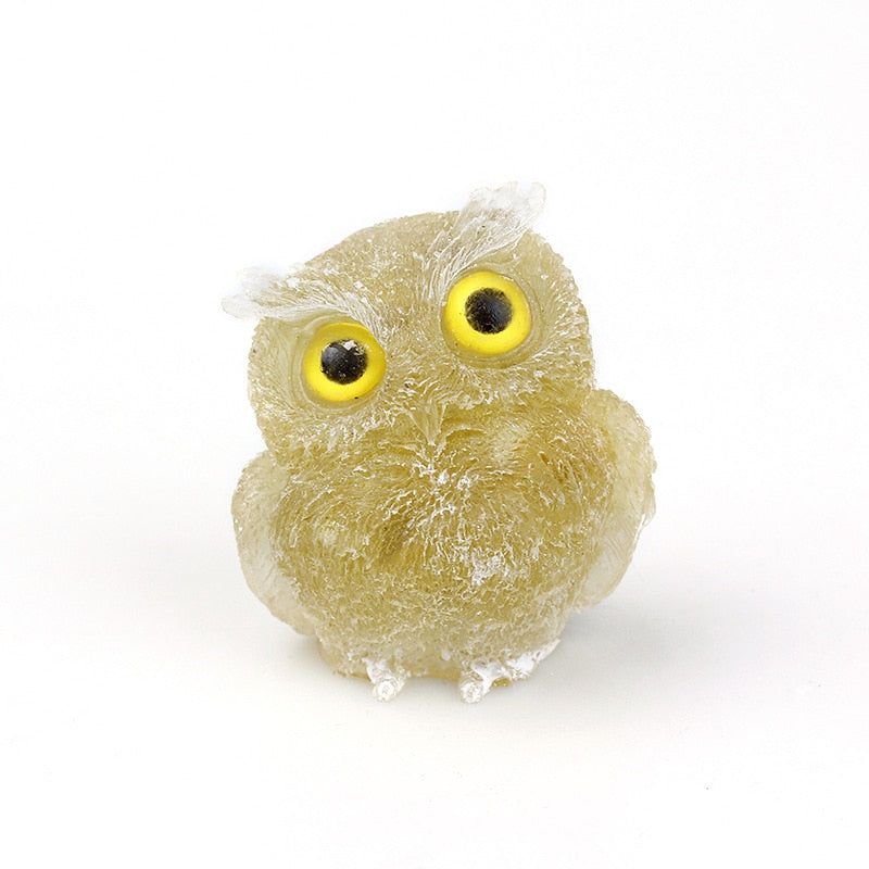 Natural Crystal Owl Figurine: Handmade Collector&