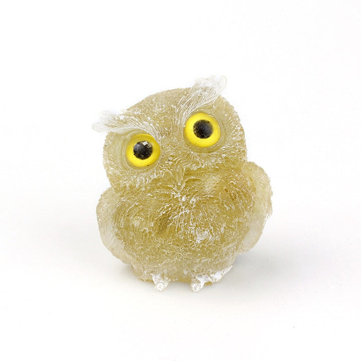 Natural Crystal Owl Figurine: Handmade Collector&