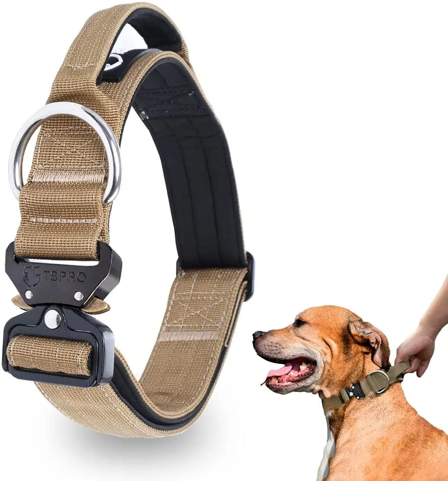 Tactical Dog Collar with Metal Buckle &amp; Handle