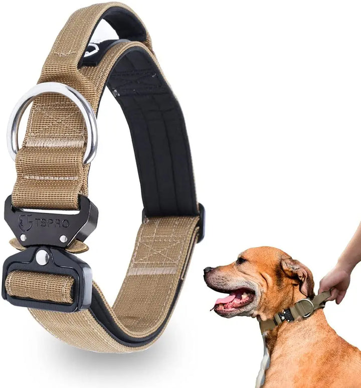 Tactical Dog Collar with Metal Buckle &amp; Handle