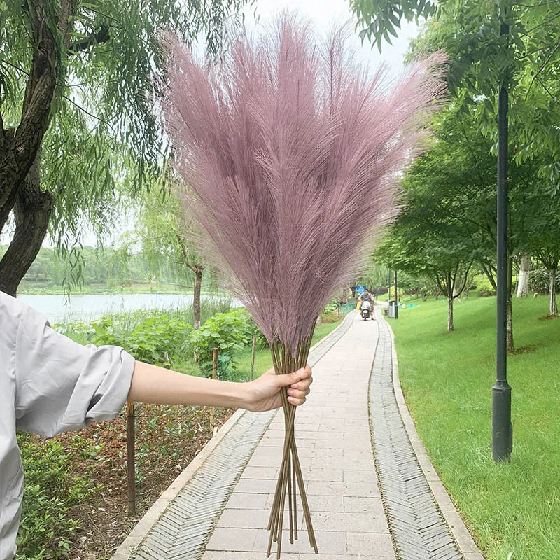 5 pieces 100 cm Artificial Pampas Grass Dried Flower Bouquet Wedding Party Decoration Home Room DIY Artificial Plants Decoration Supplies