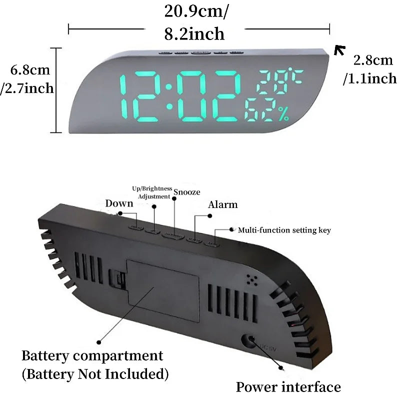 LED Digital Alarm Clock with Dual Display &amp; Unlimited Snooze