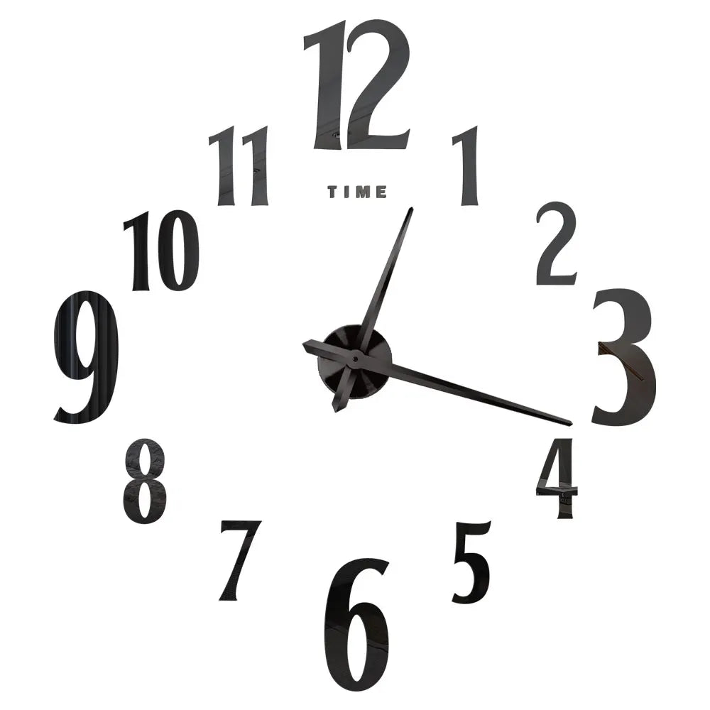 Big Wall Clock DIY 3D Self Adhesive Mirrored Acrylic Wall Clock For Kitchen Dining Room Living Room Creative Home Decor |