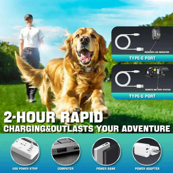 Dog Training Collar with Remote – Shock Lock, Sound &amp; Vibration Modes, Waterproof, 1600ft Range