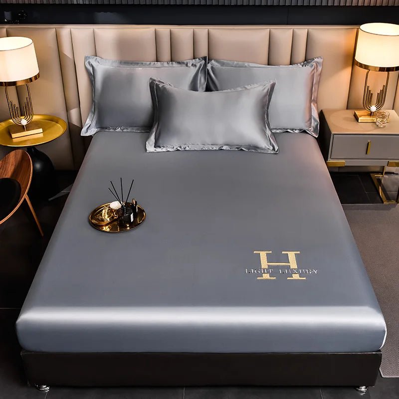 Solid colour Silk Bed Sheet
