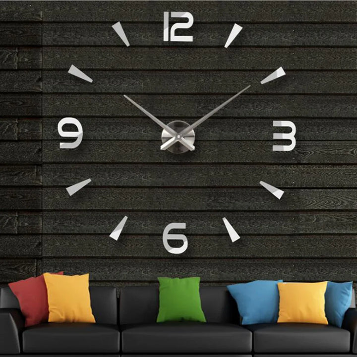 Big Wall Clock DIY 3D Self Adhesive Mirrored Acrylic Wall Clock For Kitchen Dining Room Living Room Creative Home Decor |