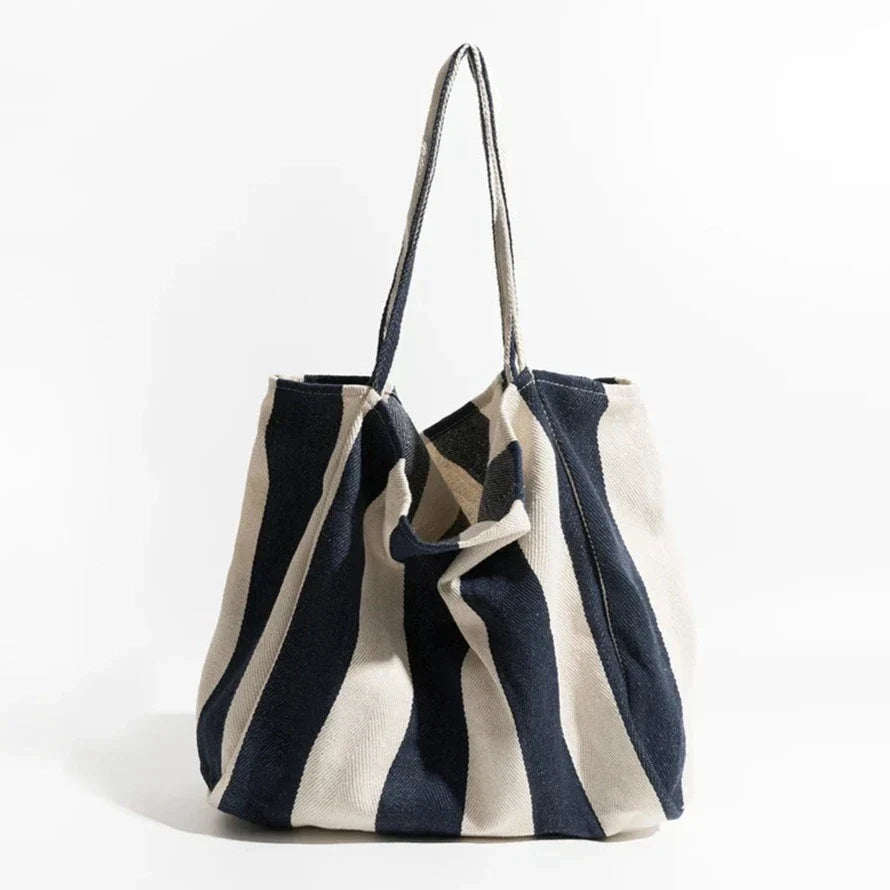 Striped linen tote bag