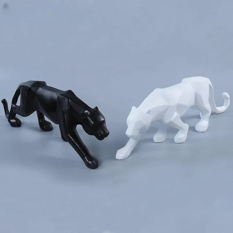 Panther Statue, Animal Figure, Abstract Geometric Style, Resin, Leopard Sculpture, Home Office, Desktop Decoration, Crafts