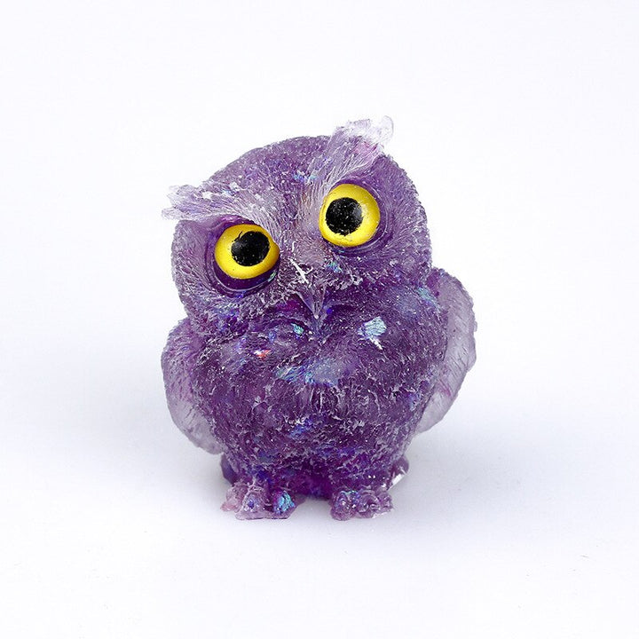 Natural Crystal Owl Figurine: Handmade Collector&
