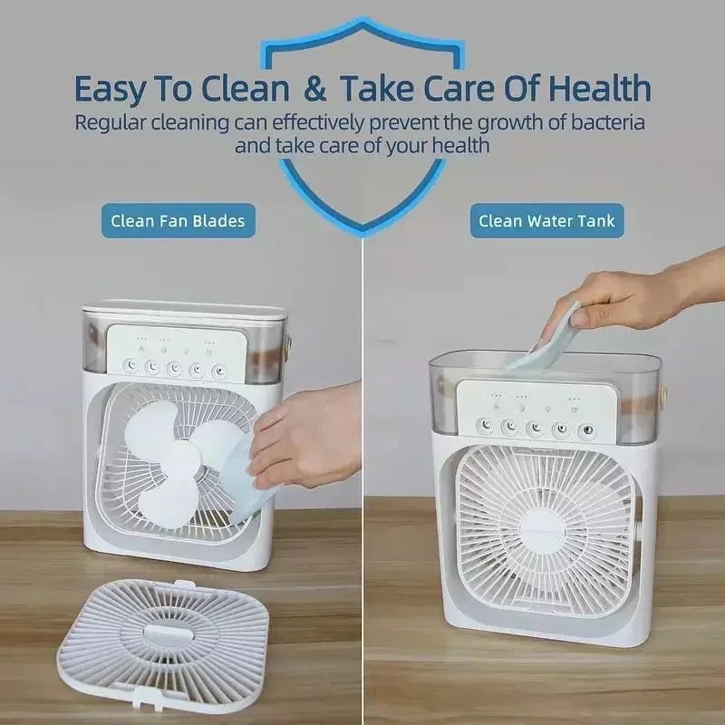 3 In 1 Fan AIr Conditioner Household Small Air Cooler LED Night Light Portable Humidifier Air Adjustment Fan Office Home Fan New |