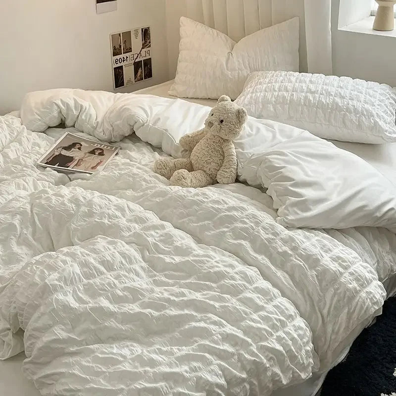 ChicParis | Seersucker Bedding Set – Lightweight, Soft &amp; Elegant French-Style Duvet Cover Set