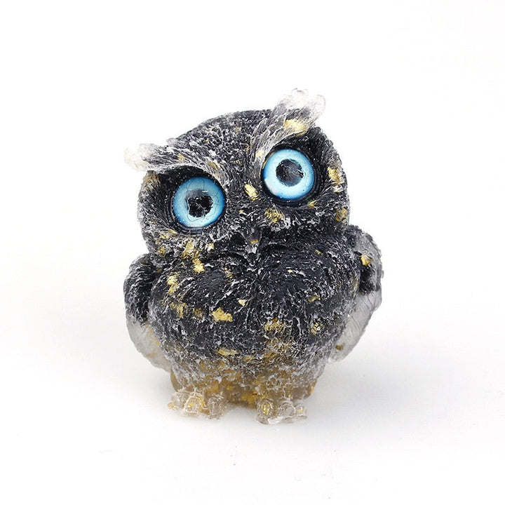 Natural Crystal Owl Figurine: Handmade Collector&