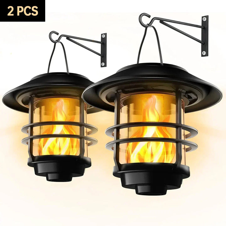 Solar Wireless Waterproof Flickering Sun Flame Lantern Light | - WallLant